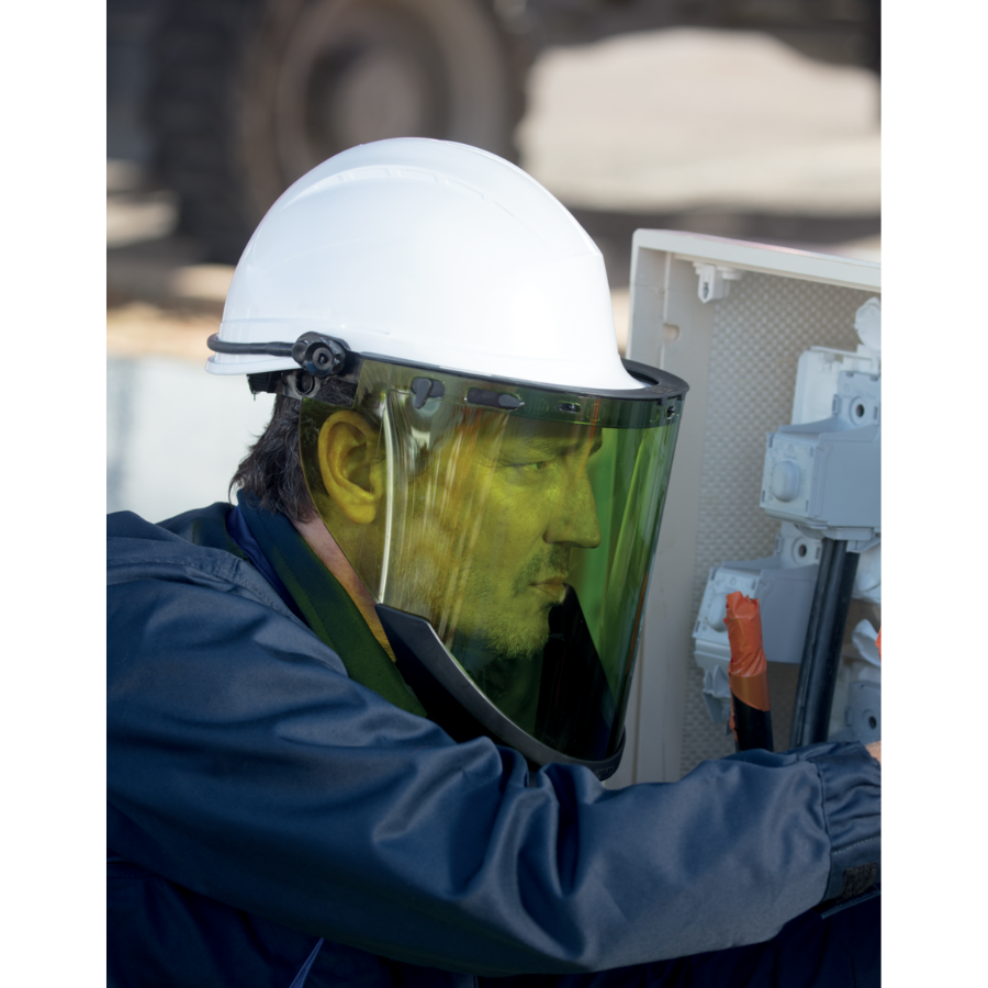 VISOR FLASH ARCO ELECTRICO CAPA SOLA AF/TC 14CAL/CM2 CON PROTECTOR DE BARBILLA DELTA PLUS - Imagen 1
