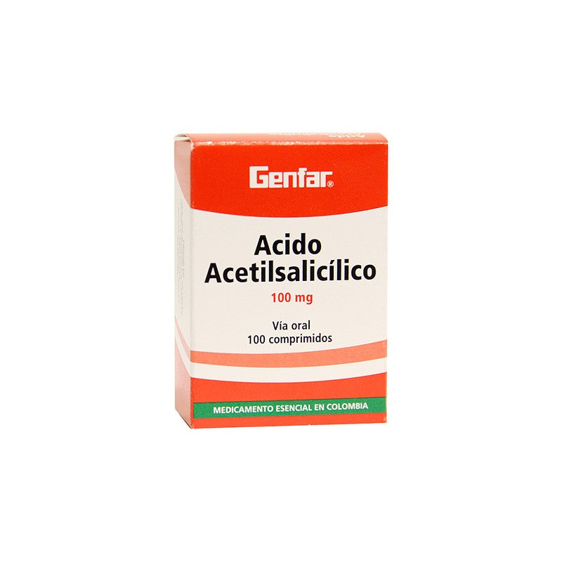 ACIDO ACETILSALICILICO 100 MG TABLETA X 10 UNDS GENFAR - Imagen 1