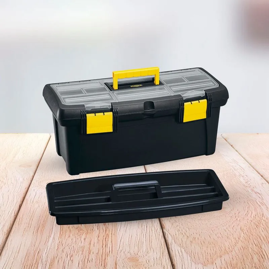 CAJA PLASTICA DE HERRAMIENTAS PLUS BANDEJA Y TAPA ORGANIZADORA DE 22" NEGRA RIMAX - Imagen 1
