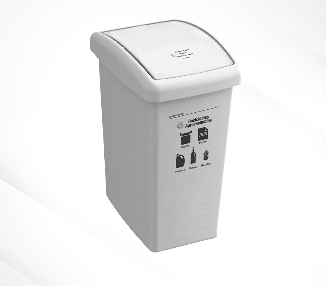 CANECA PLASTICA DE 36 LTS TAPA PLANA BLANCA - Imagen 1