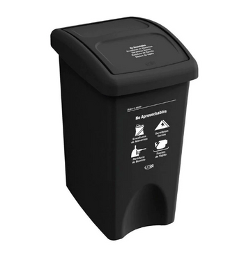 CANECA PLASTICA DE 36 LTS TAPA PLANA NEGRA - Imagen 1