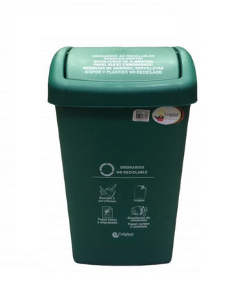 CANECA PLASTICA DE 36 LTS TAPA PLANA VERDE - Imagen 1