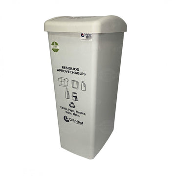 CANECA PLASTICA DE 55 LTS TAPA PLANA BLANCA - Imagen 1