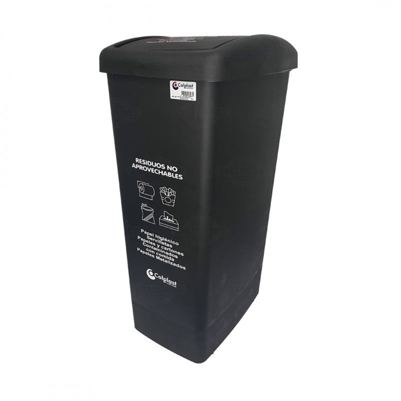 CANECA PLASTICA DE 55 LTS TAPA PLANA NEGRA - Imagen 1