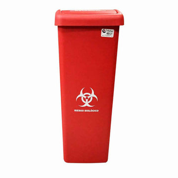 CANECA PLASTICA DE 55 LTS TAPA PLANA ROJA - Imagen 1