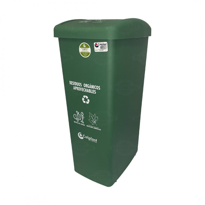 CANECA PLASTICA DE 55 LTS TAPA PLANA VERDE - Imagen 1