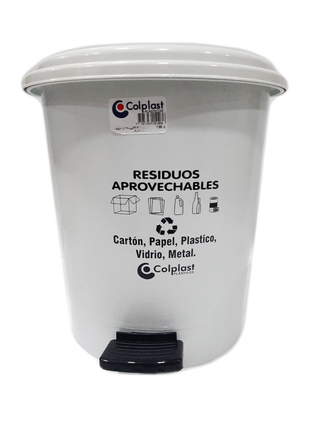CANECA PLASTICA DE PEDAL 12 LTS BLANCA - Imagen 1