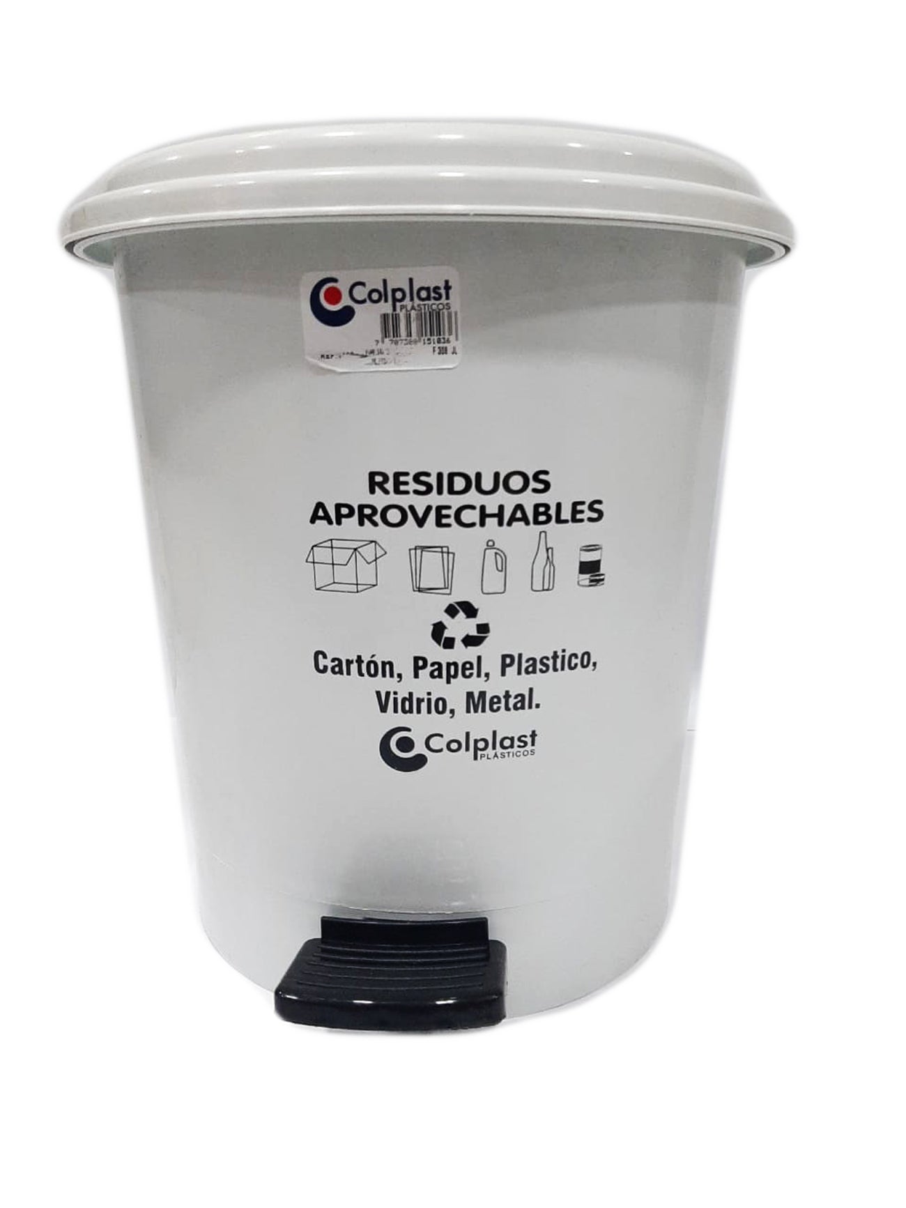 CANECA PLASTICA DE PEDAL 12 LTS BLANCA - Imagen 1
