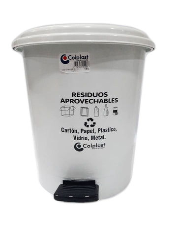CANECA PLASTICA DE PEDAL 12 LTS BLANCA - Imagen 1