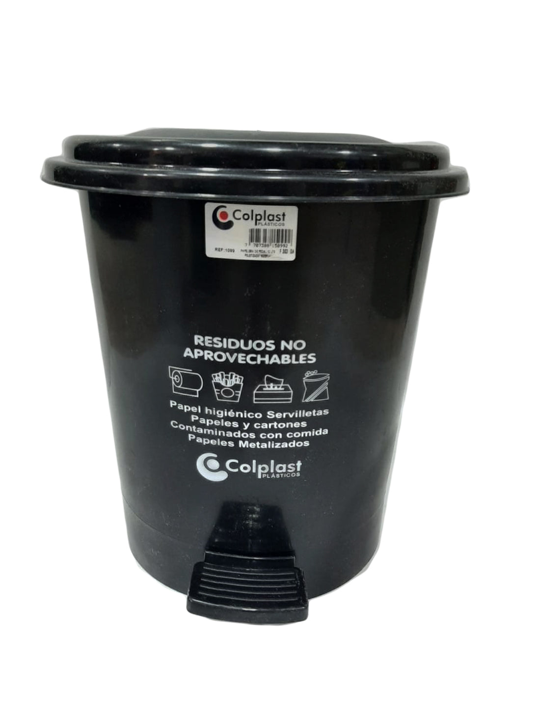 CANECA PLASTICA DE PEDAL 12 LTS NEGRA - Imagen 1