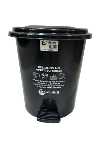 CANECA PLASTICA DE PEDAL 12 LTS NEGRA - Imagen 1