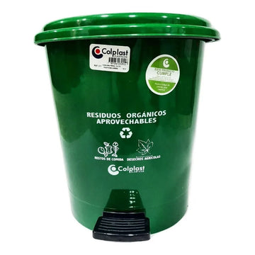 CANECA PLASTICA DE PEDAL 12 LTS VERDE - Imagen 1