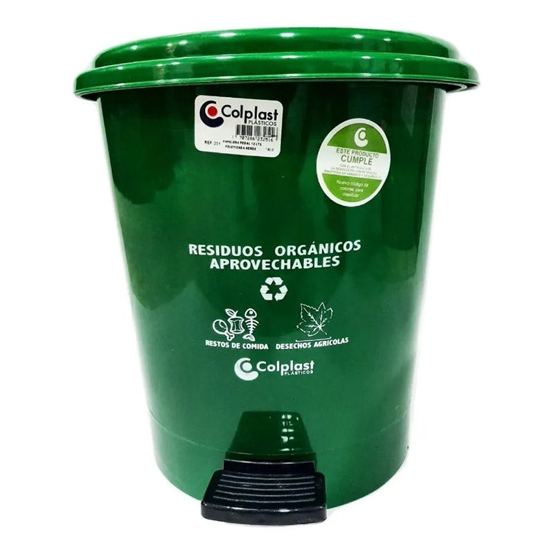 CANECA PLASTICA DE PEDAL 12 LTS VERDE - Imagen 1
