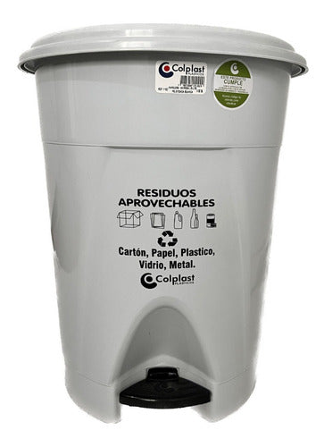 CANECA PLASTICA DE PEDAL 25 LTS BLANCA - Imagen 1