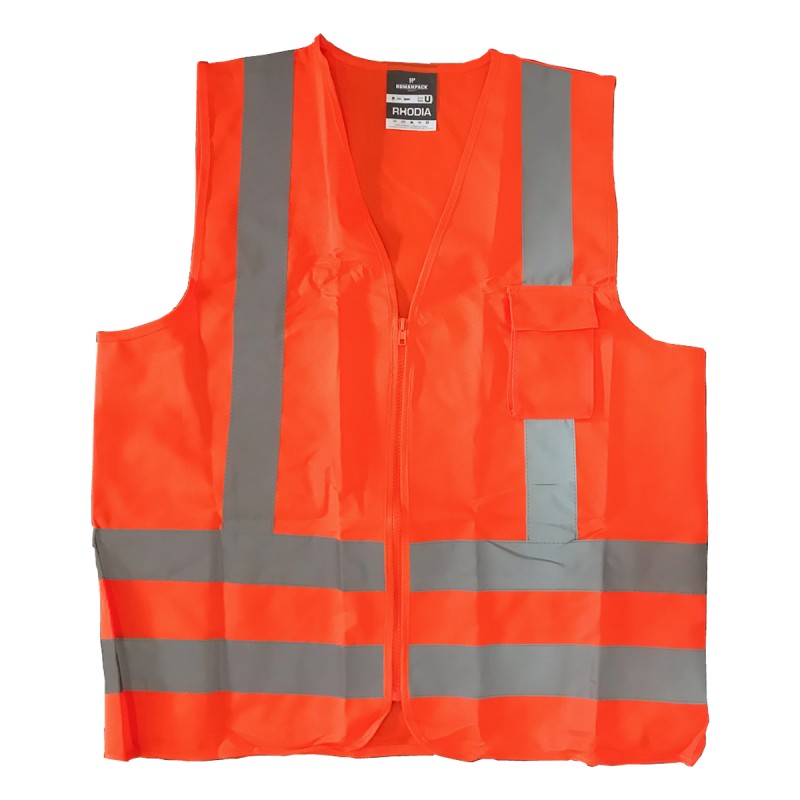 CHALECO REFLECTIVO RODHIA CIERRE BOLSILLO HUMANPACK NARANJA - Imagen 1