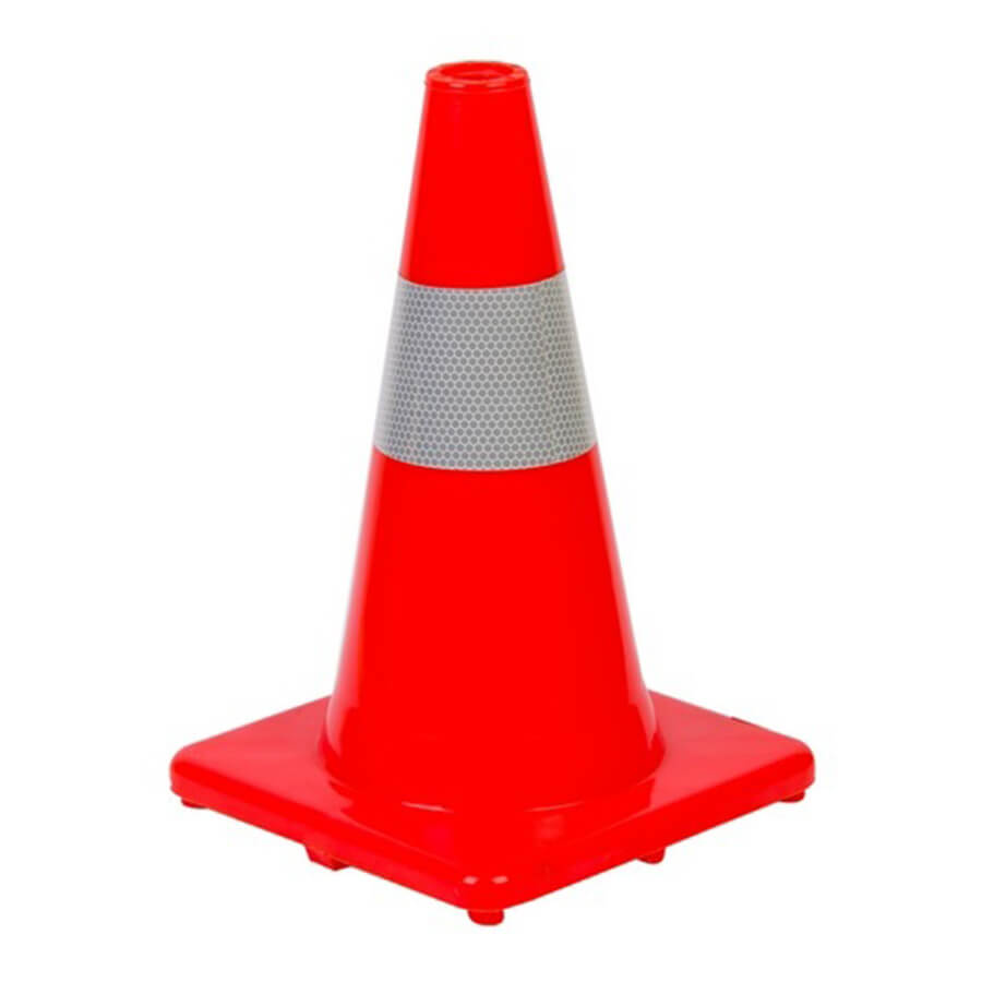 CONO VIAL 45CMS CON REFLECTIVO 1 FRANJA BASE CUADRADA - Imagen 1