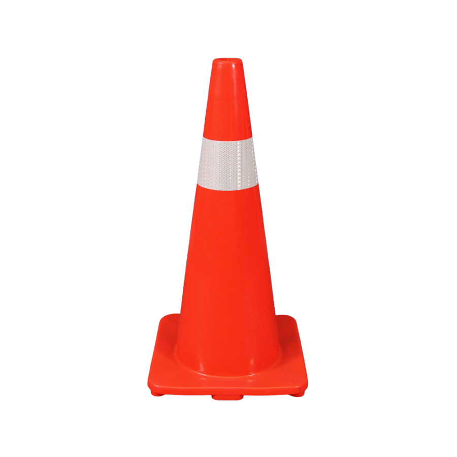 CONO VIAL 70CMS CON REFLECTIVO 1 FRANJA BASE CUADRADA - Imagen 1