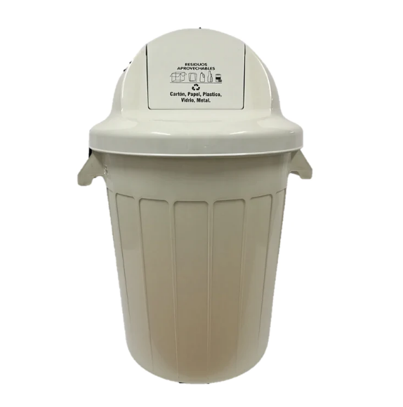 CONTENEDOR INDUSTRIAL 120 LTS TAPA CUPULA VAIVEN BLANCA - Imagen 1