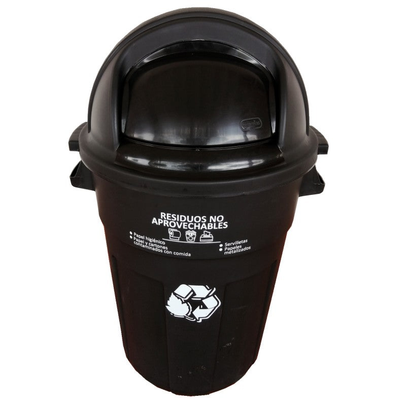 CONTENEDOR INDUSTRIAL 120 LTS TAPA CUPULA VAIVEN NEGRA - Imagen 1