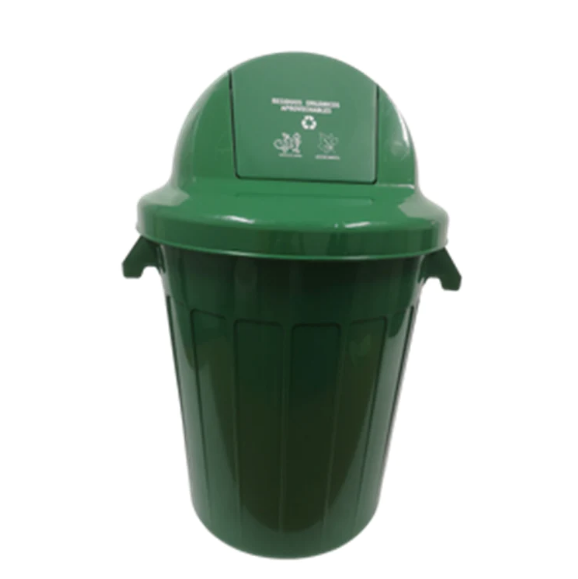 CONTENEDOR INDUSTRIAL 120 LTS TAPA CUPULA VAIVEN VERDE - Imagen 1