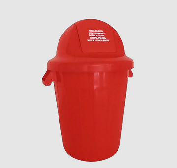 CONTENEDOR INDUSTRIAL 120 LTS TAPA CUPULA VAIVEN ROJA - Imagen 1