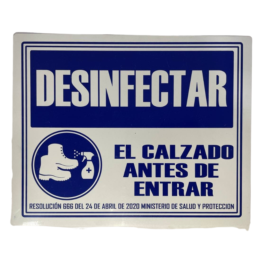 LETRERO DE SENALIZACION 25 X 20 CM STANDARD-DESINFECTAR EL CALZADO ANTES DE ENTRAR - Imagen 1