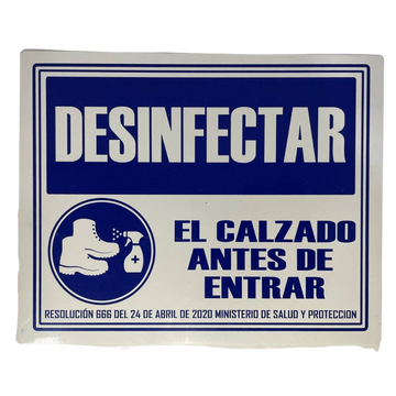 LETRERO DE SENALIZACION 25 X 20 CM STANDARD-DESINFECTAR EL CALZADO ANTES DE ENTRAR - Imagen 1