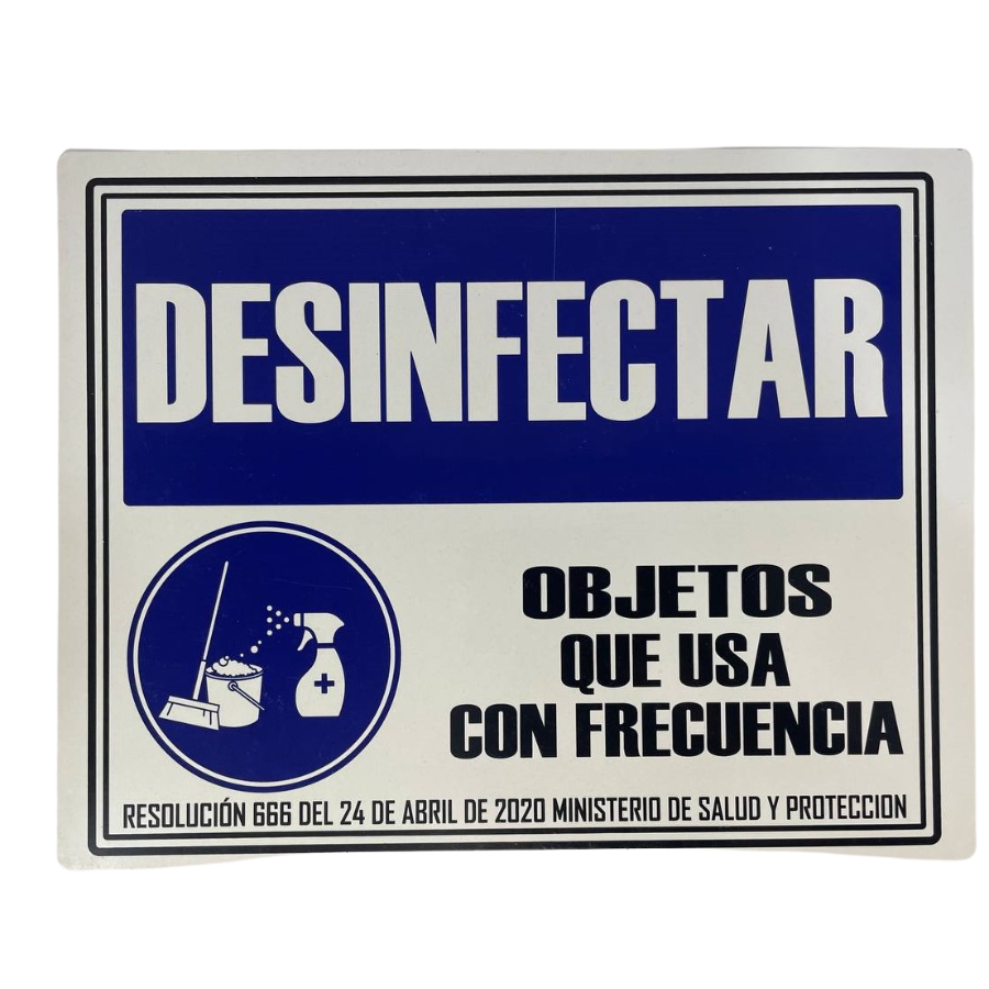 LETRERO DE SENALIZACION 25 X 20 CM STANDARD-DESINFECTAR OBJETO DE USO FRECUENTE - Imagen 1