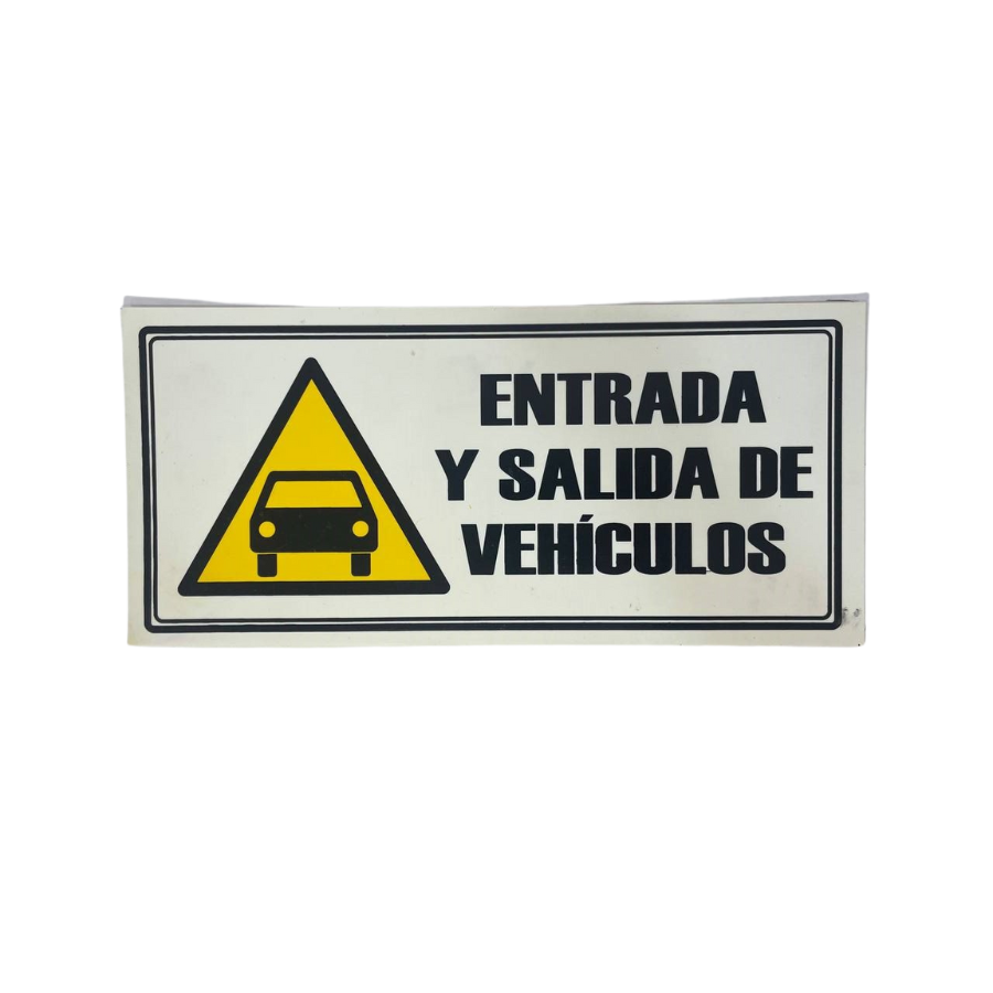 LETRERO DE SENALIZACION 30 X 15 CM STANDARD-ENTRADA Y SALIDA DE VEHICULOS - Imagen 1