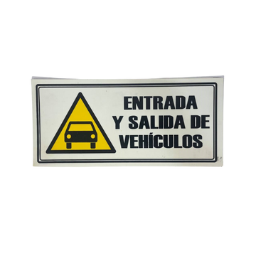 LETRERO DE SENALIZACION 30 X 15 CM STANDARD-ENTRADA Y SALIDA DE VEHICULOS - Imagen 1