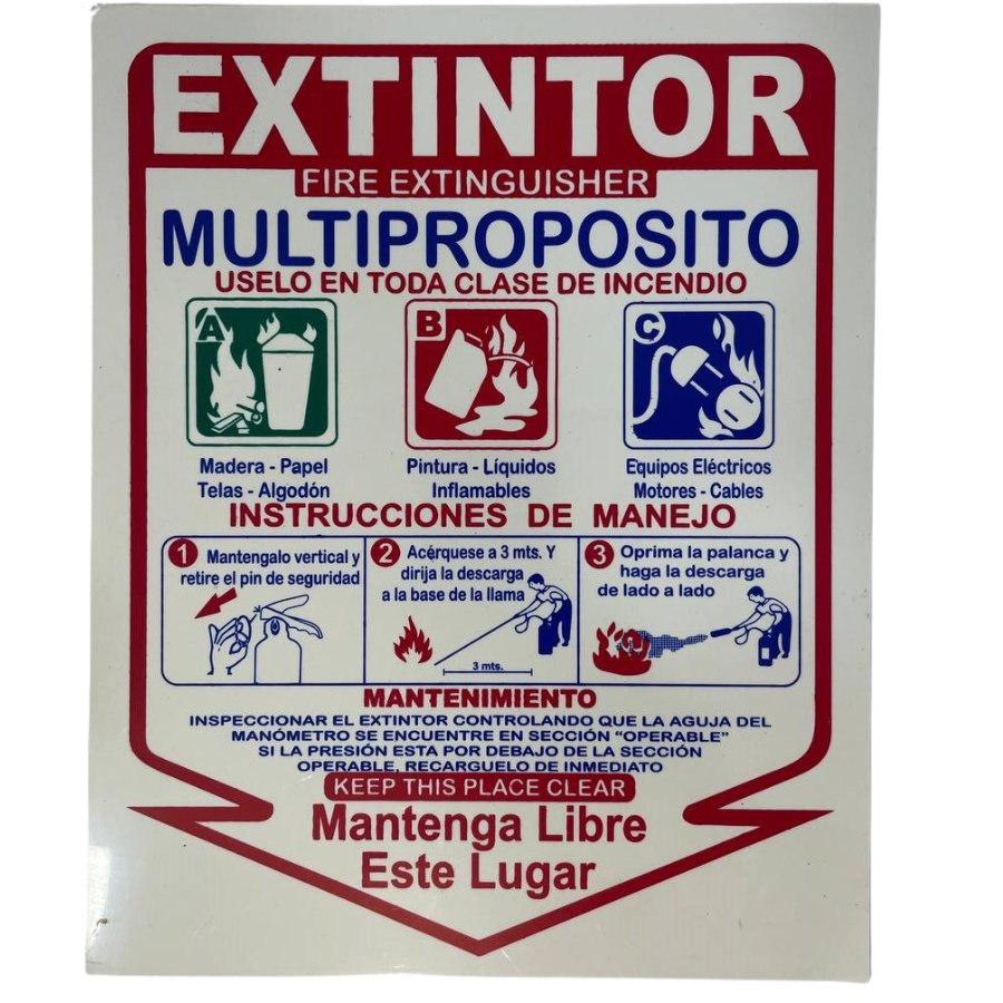LETRERO DE SENALIZACION 25 X 20 CM STANDARD-EXTINTOR MULTIPROPOSITO ABC - Imagen 1