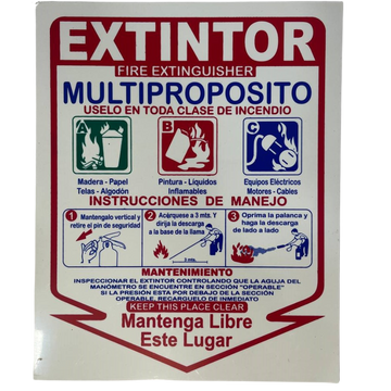 LETRERO DE SENALIZACION 25 X 20 CM STANDARD-EXTINTOR MULTIPROPOSITO ABC - Imagen 1