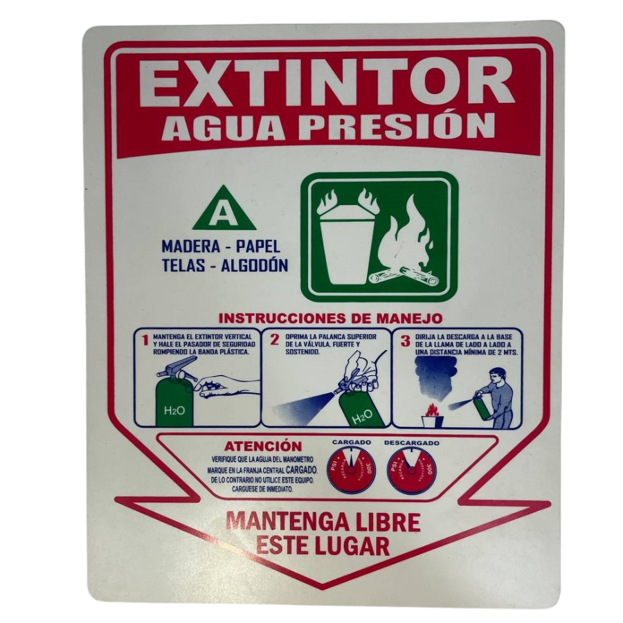 LETRERO DE SENALIZACION 25 X 20 CM STANDARD-EXTINTOR AGUA PRESION - Imagen 1