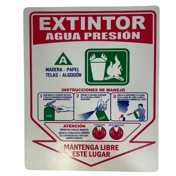 LETRERO DE SENALIZACION 25 X 20 CM STANDARD-EXTINTOR AGUA PRESION - Imagen 1