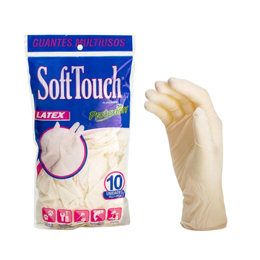 GUANTE TIPO EXAMEN LATEX SOFT TOUCH X 10 UND TALLA UNICA - Imagen 1