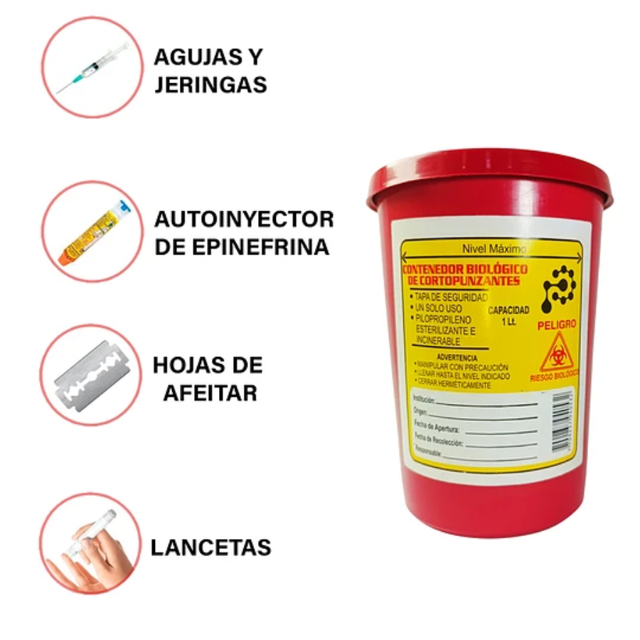 GUARDIAN RECOLECTOR DE ELEMENTOS CORTOPUNZANTES DE 1 LT - Imagen 1