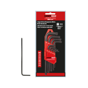 JUEGO DE LLAVES HEXAGONALES  SAE 10 PIEZAS 1/16" A 3/8" HDM-18-004 HANDYMAN - Imagen 1