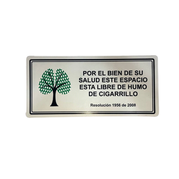 LETRERO DE SENALIZACION 30 X 15 CM STANDARD-ZONA LIBRE DE HUMO - Imagen 1