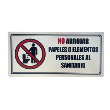 LETRERO DE SENALIZACION 30 X 15 CM STANDARD-NO ARROJAR DESECHOS AL SANITARIO - Imagen 1