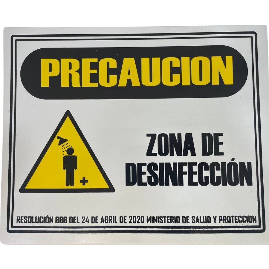LETRERO DE SENALIZACION 25 X 20 CM STANDARD-PRECAUCION ZONA DE DESINFECCION - Imagen 1