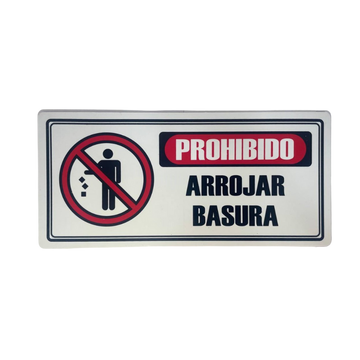 LETRERO DE SENALIZACION 30 X 15 CM STANDARD-PROHIBIDO ARROJAR BASURA - Imagen 1