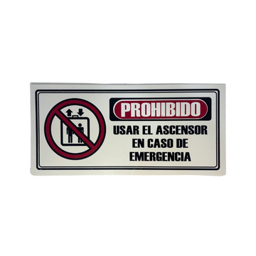 LETRERO DE SENALIZACION 30 X 15 CM STANDARD-PROHIBIDO USAR EL ASCENSOR EN MANTENIMIENTO - Imagen 1