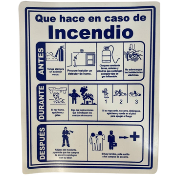 LETRERO DE SENALIZACION 25 X 20 CM STANDARD-QUE HACER EN CASO DE INCENDIO - Imagen 1