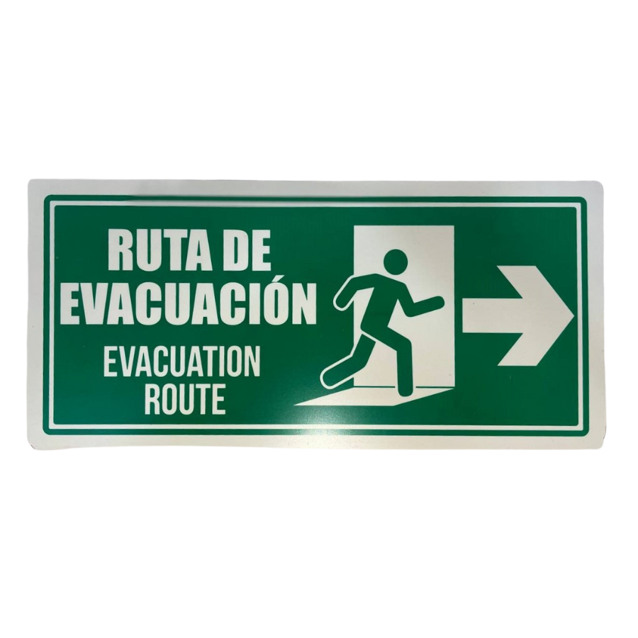 LETRERO DE SENALIZACION 30 X 15 CM STANDARD-RUTA DE EVACUACION DERECHA - Imagen 1