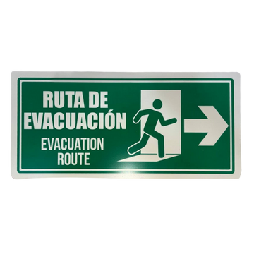 LETRERO DE SENALIZACION 30 X 15 CM STANDARD-RUTA DE EVACUACION DERECHA - Imagen 1