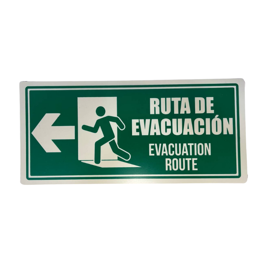 LETRERO DE SENALIZACION 30 X 15 CM STANDARD-RUTA DE EVACUACION IZQUIERA - Imagen 1