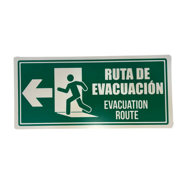 LETRERO DE SENALIZACION 30 X 15 CM STANDARD-RUTA DE EVACUACION IZQUIERA - Imagen 1