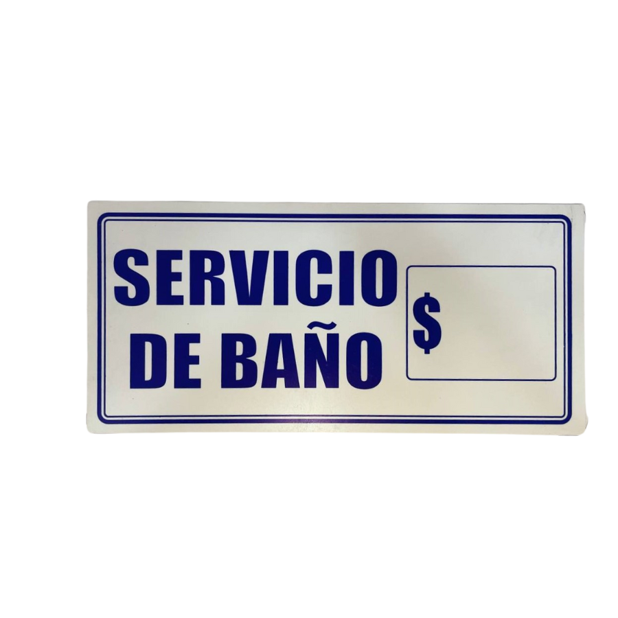 LETRERO DE SENALIZACION 30 X 15 CM STANDARD-SERVICIO DE BAÑO - Imagen 1