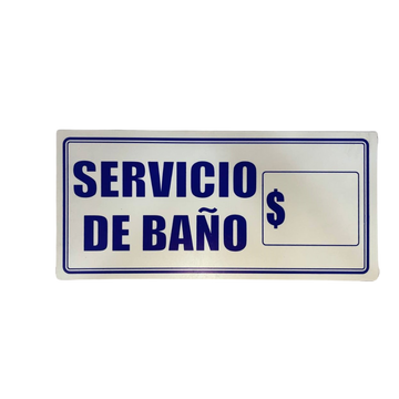 LETRERO DE SENALIZACION 30 X 15 CM STANDARD-SERVICIO DE BAÑO - Imagen 1
