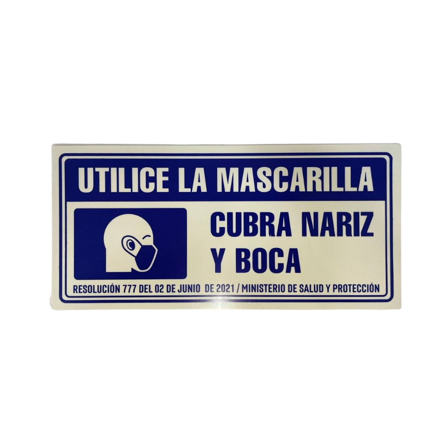 LETRERO DE SENALIZACION 30 X 15 CM STANDARD-UTILICE MASCARILLA - Imagen 1